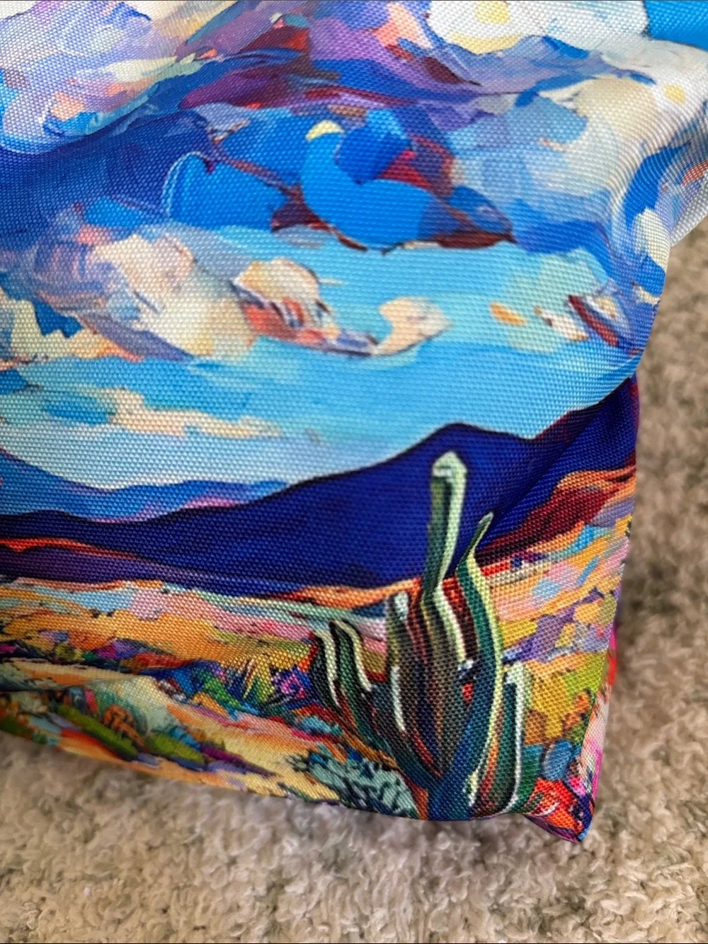 Blue Southwest Santa Fe Desert Landscape Cosmetic Bag NWT 10”x7.5”